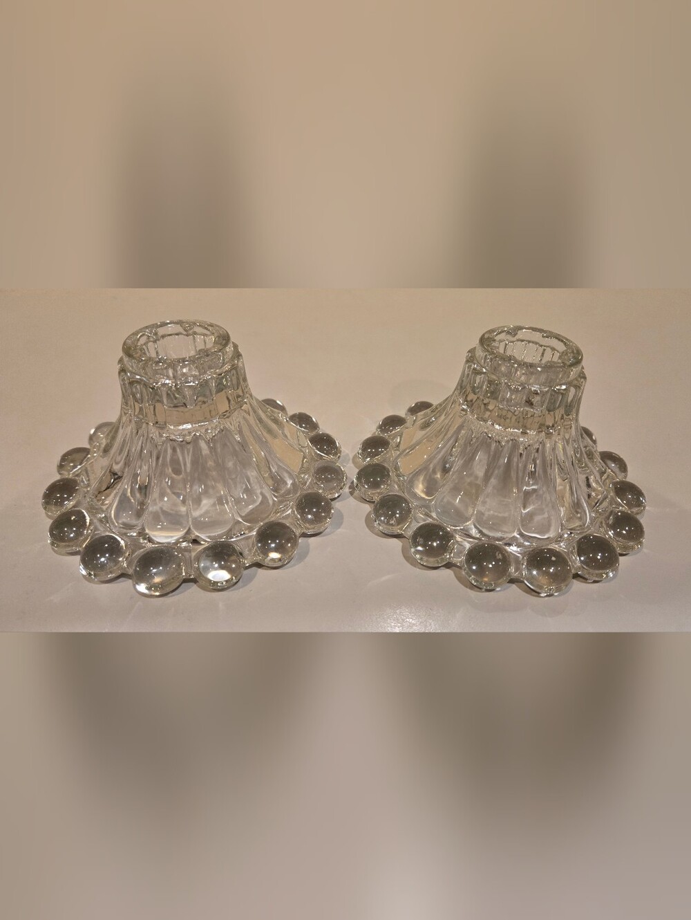 Vintage Anchor Hocking Scalloped Candle Holders - Pair